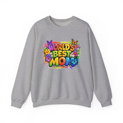 World's Best Mom sweatshirt | colorful floral butterfly retro text