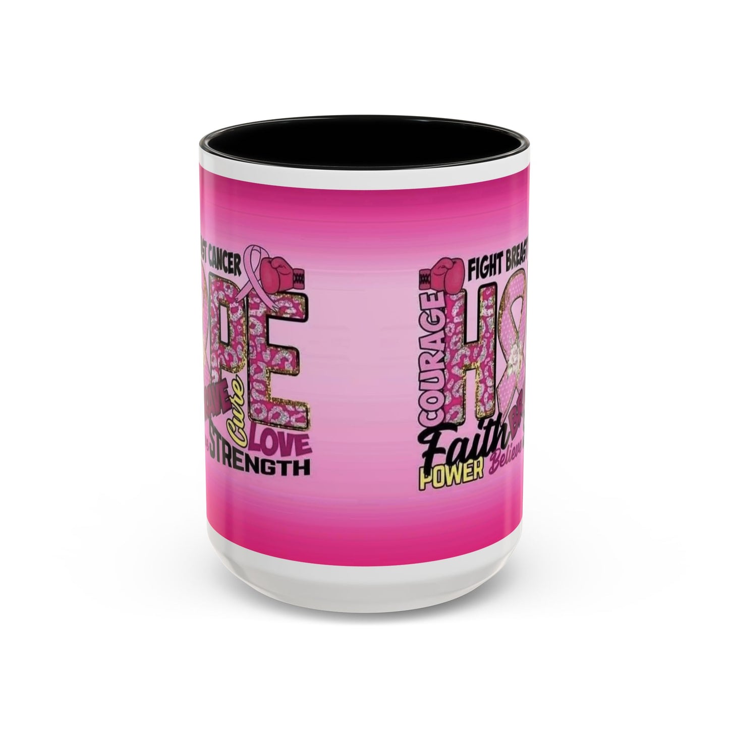 Pink Fight Breast Cancer Two Tone Coffee Mug (11, 15oz)