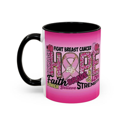 Pink Fight Breast Cancer Two Tone Coffee Mug (11, 15oz)