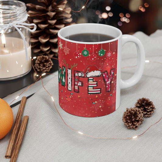 Christmas Mug, Red Ceramic Mug, Wifey Christmas Mug, 11oz, 15oz