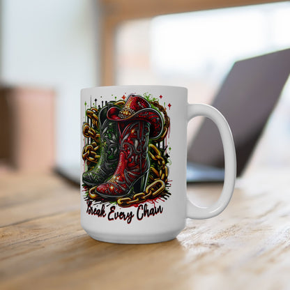 Black History Break Every Chain Boots on the Ground Ceramic Mug, Black Excellence Coffee Cup, Celebrate Black Heritage, 11oz 15oz
