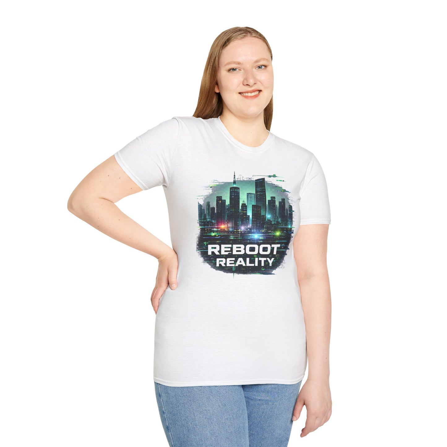Reboot Reality T-Shirt — Futuristic Cybercity Graphic Tee