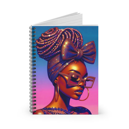 Melanin Queen Notebook - Beautiful Black Woman Art - 6x8 Spiral Journal for Women - Afrocentric Stationery Gift - Melanin Pop Art Journal