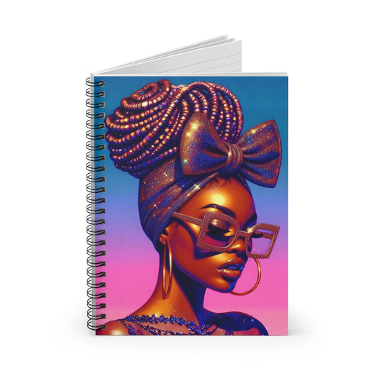 Melanin Queen Notebook - Beautiful Black Woman Art - 6x8 Spiral Journal for Women - Afrocentric Stationery Gift - Melanin Pop Art Journal