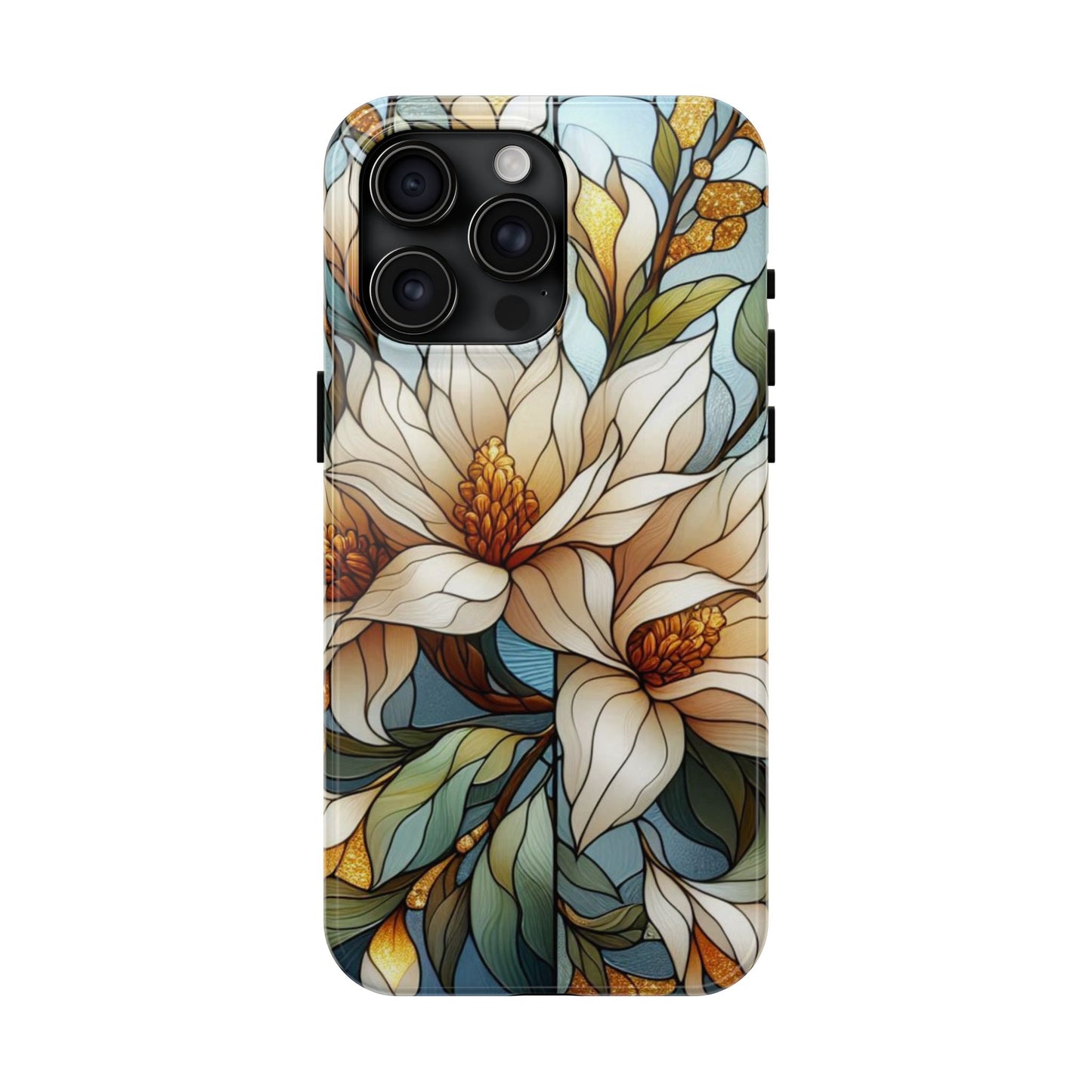 Stain glass Floral Design I-phone Case, Elegant Floral Tough Phone Case - Stylish Protection for Every Occasion, I-phone 13, 14, 15, 16