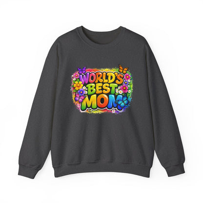 World's Best Mom sweatshirt | colorful floral butterfly retro text