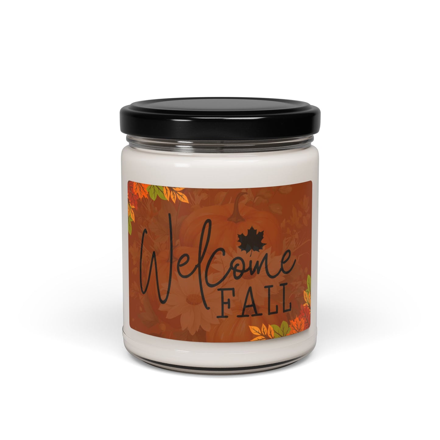Welcome Fall Brown Flowered Label Scented Soy Candle, 9oz