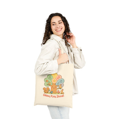 Whimsical Kids' Tote Bag, Eco-Friendly Cotton Canvas Shopping Bag, Gift for Teachers, Shoulder Bag, School Book Bag, Cute Animal, Reusable