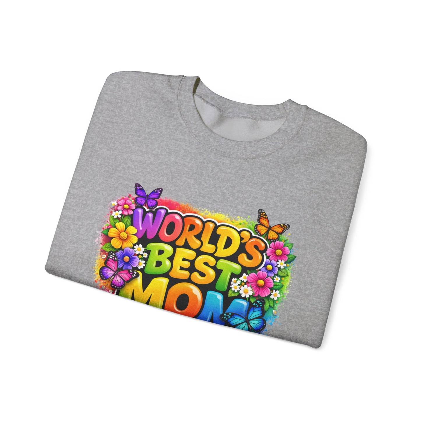 World's Best Mom sweatshirt | colorful floral butterfly retro text