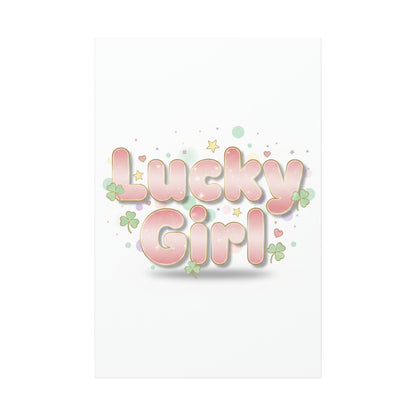 Lucky Girl mantra Canvas, Manifest Luck wall art | 2026 lucky charms, pastel metallic accents