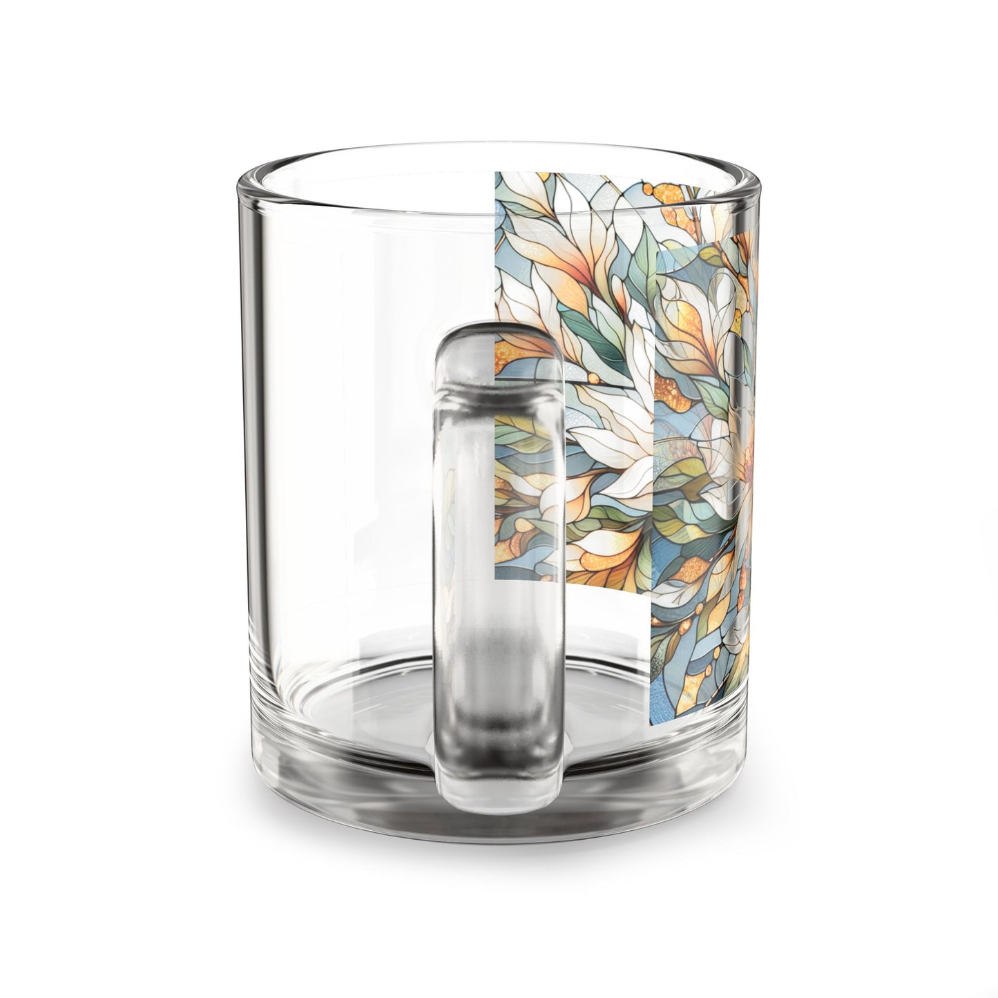 Floral Art Glass Mug - 10oz Tea or Coffee Cup, Gift for Tea Lovers, Botanical Drinkware, Floral Home Decor, Mother's Day Gift