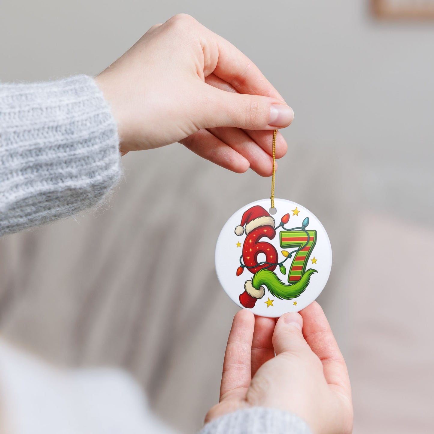 Christmas 67 Number Ornament ceramic ornament | Viral Holiday Decoration