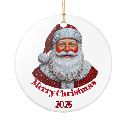 Vintage Santa portrait Ceramic Ornament | Merry Christmas 2025