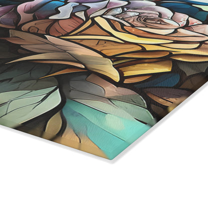 Artistic Floral Glass Cutting Board - Kitchen Decor, Gift for Chefs, Home Cooking, Wedding Registry, Housewarming Gift, Unique Kitchenware