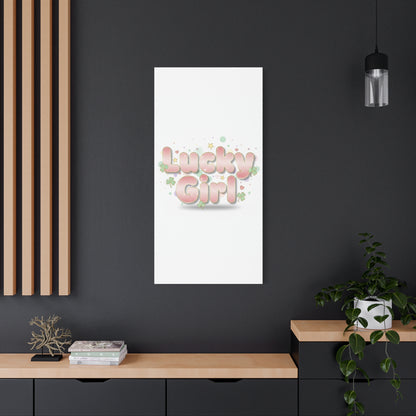 Lucky Girl mantra Canvas, Manifest Luck wall art | 2026 lucky charms, pastel metallic accents