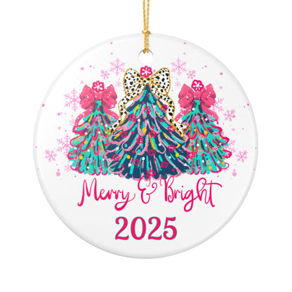 Merry & Bright 2025 Christmas Trees Ceramic Ornament
