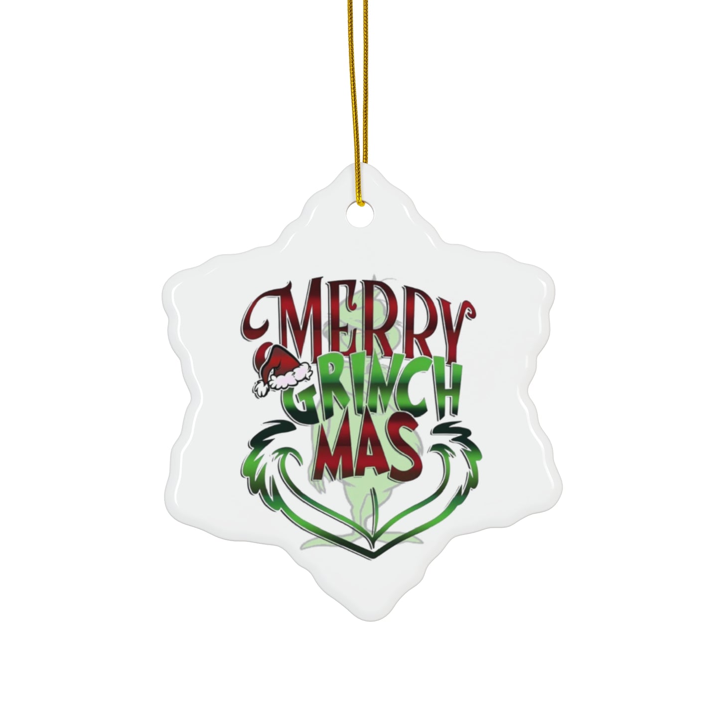 Merry Grinchmas Ornament, Grinch Ornament, Snowflake Ornament, Circle Christmas Ornament, Ceramic Ornaments, Holiday Decor