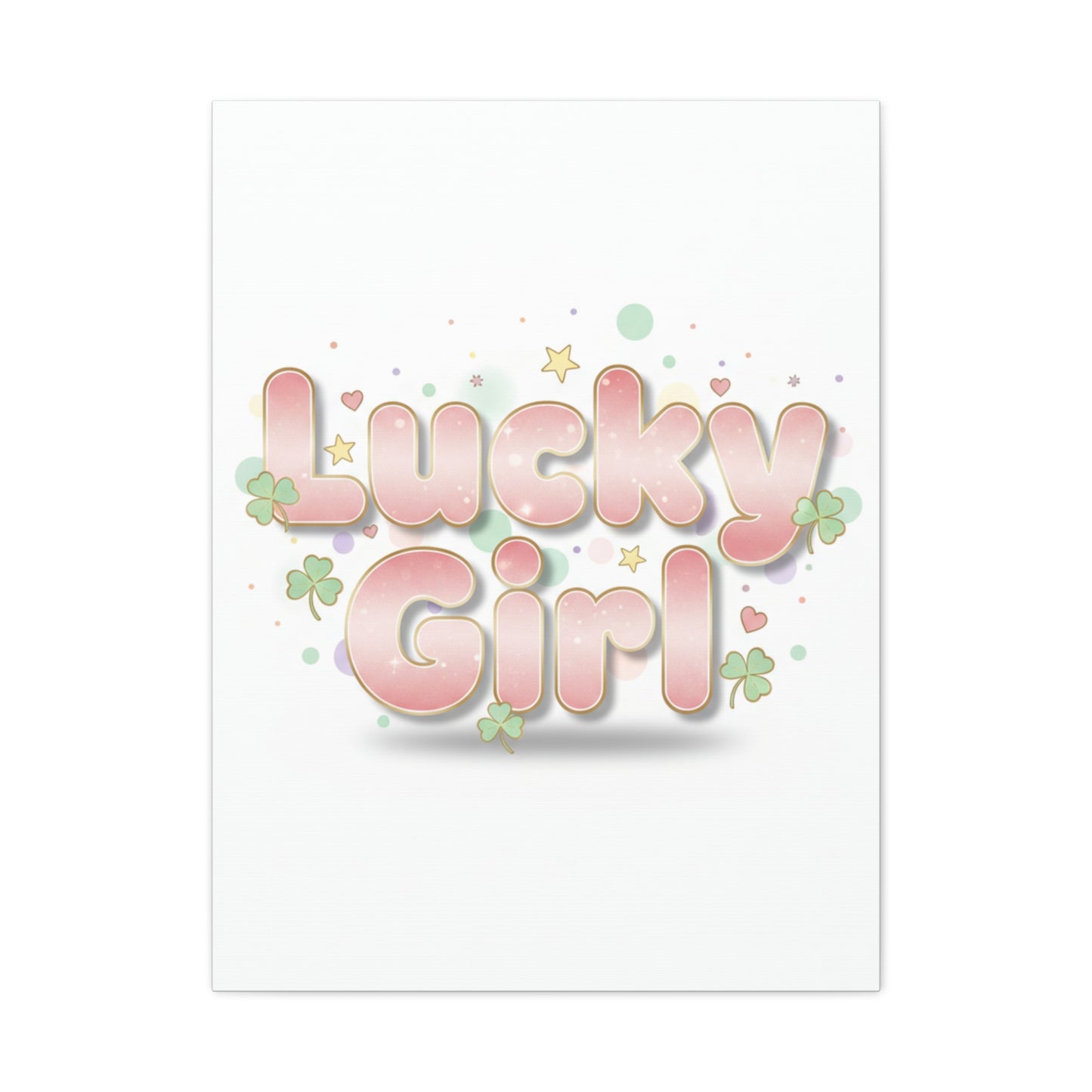 Lucky Girl mantra Canvas, Manifest Luck wall art | 2026 lucky charms, pastel metallic accents