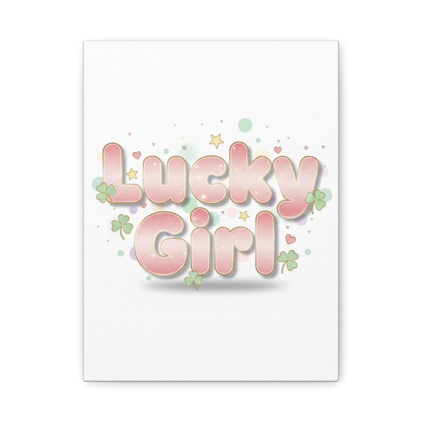 Lucky Girl mantra Canvas, Manifest Luck wall art | 2026 lucky charms, pastel metallic accents