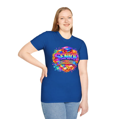 Senior Class of 2026 Rainbow Paint Splash T-Shirt, Graduation Tee