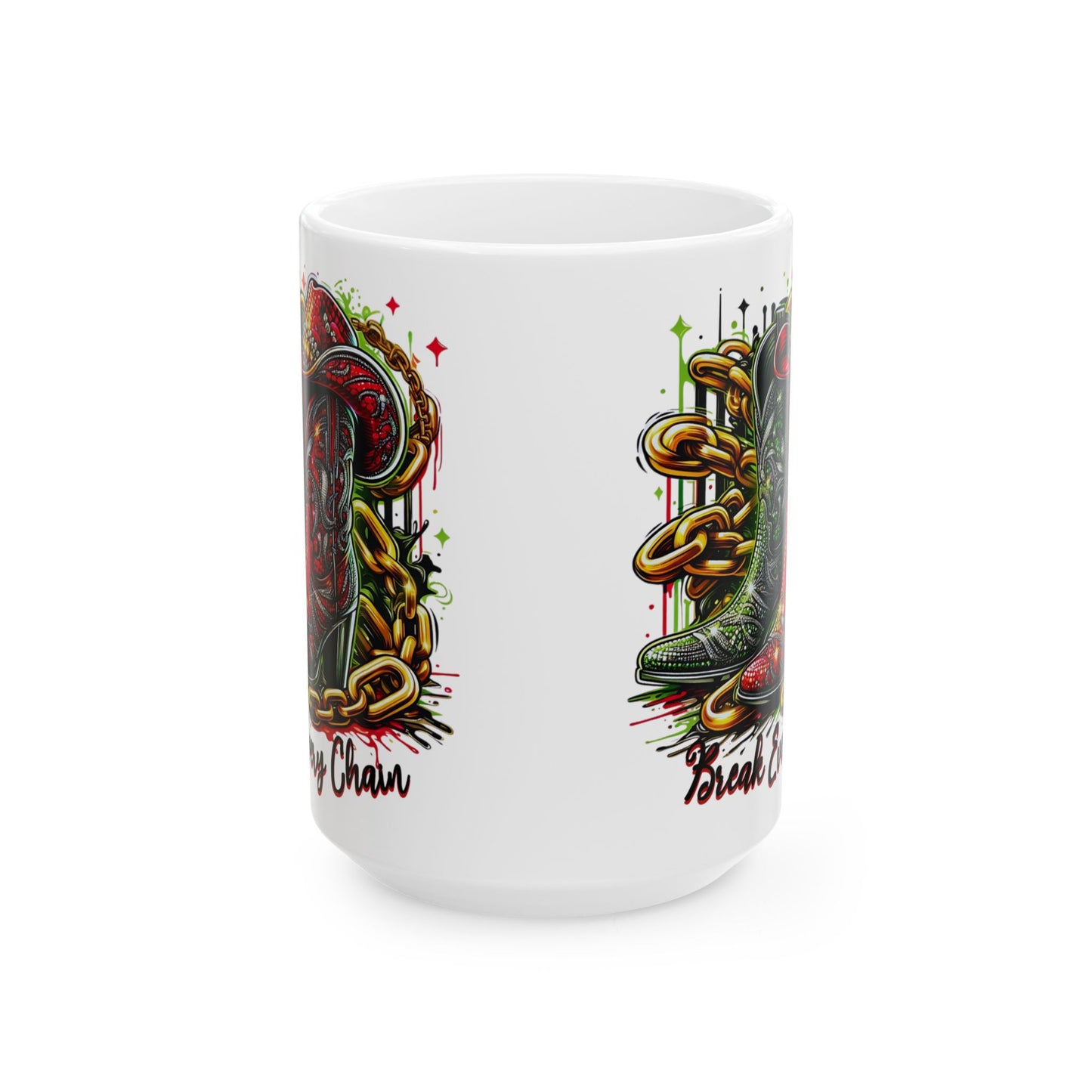 Black History Break Every Chain Boots on the Ground Ceramic Mug, Black Excellence Coffee Cup, Celebrate Black Heritage, 11oz 15oz