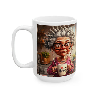 Grandma Ceramic Mug, Tea Lovers Cozy Cup, Funny Coffee Gift for Grandparents, Kitchen Decor, Unique Idea, Whimsical