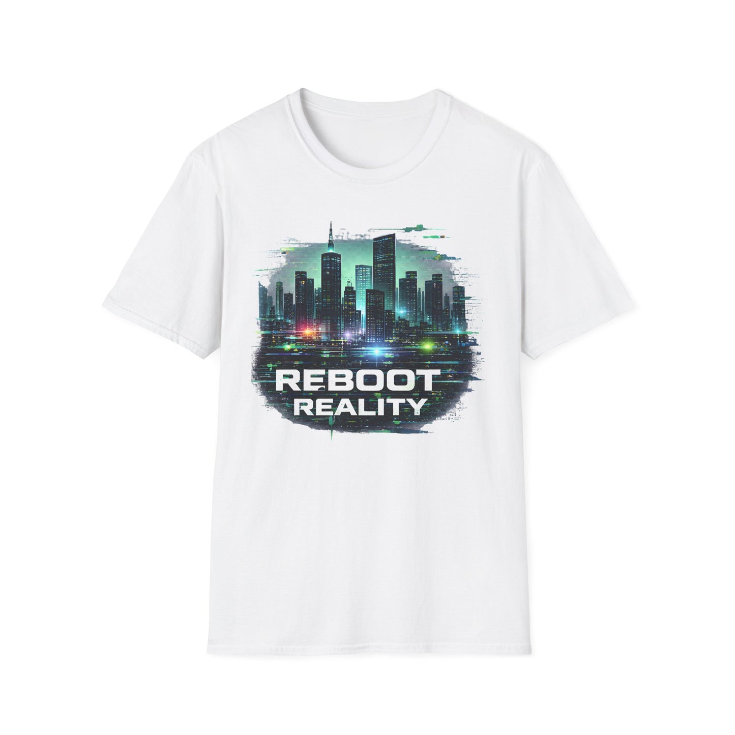 Reboot Reality T-Shirt — Futuristic Cybercity Graphic Tee