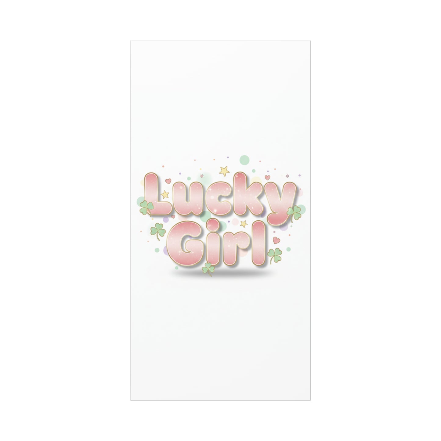 Lucky Girl mantra Canvas, Manifest Luck wall art | 2026 lucky charms, pastel metallic accents
