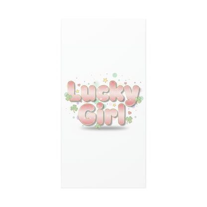 Lucky Girl mantra Canvas, Manifest Luck wall art | 2026 lucky charms, pastel metallic accents