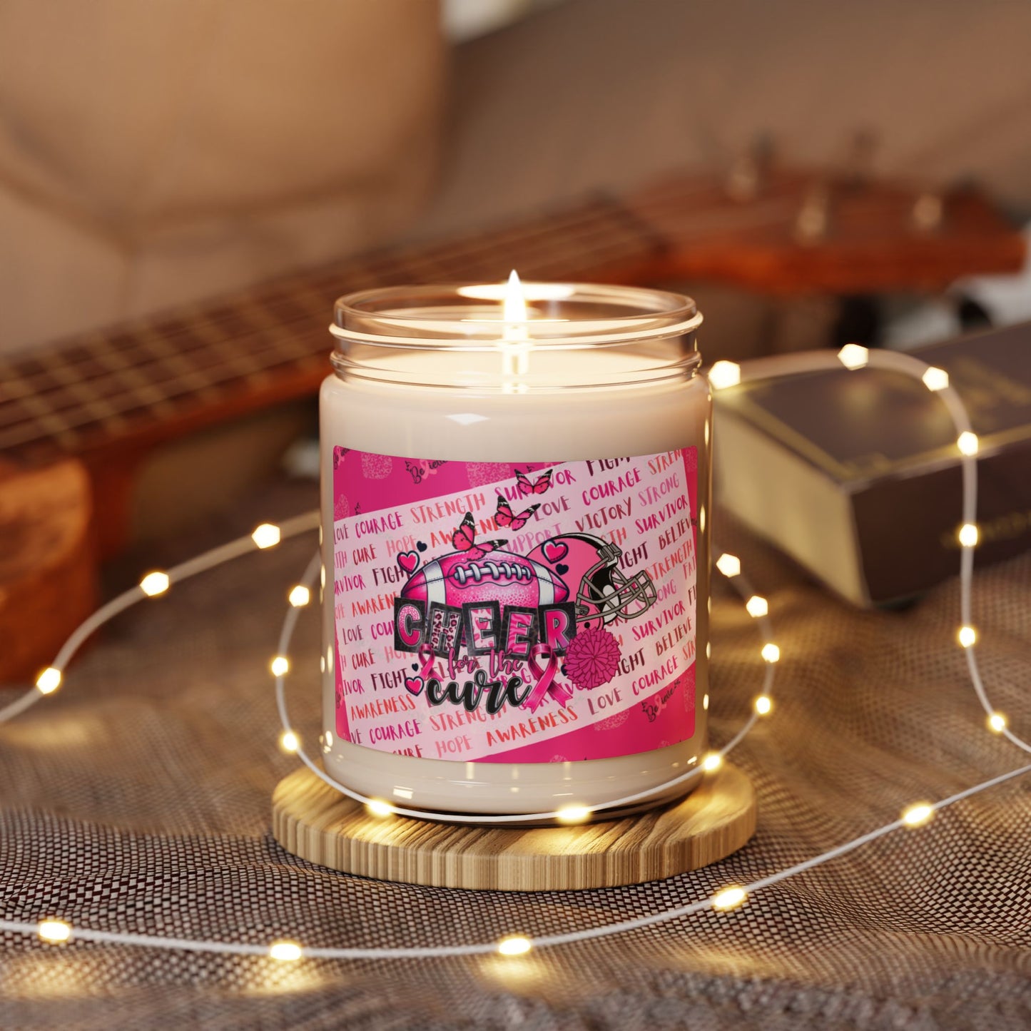 Cheer for the Cure Soy Candle 9oz, Breast Cancer Soy Candle 9oz