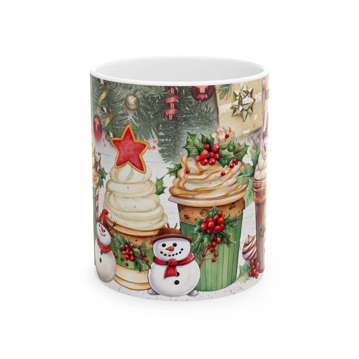 Christmas Holiday Themed Ceramic Mug, 11oz, 15oz