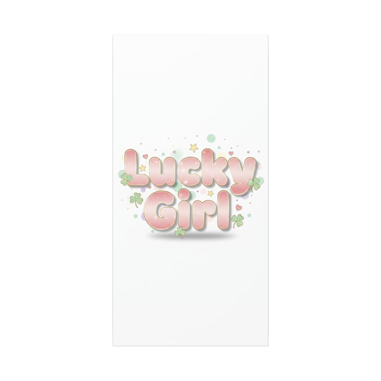 Lucky Girl mantra Canvas, Manifest Luck wall art | 2026 lucky charms, pastel metallic accents