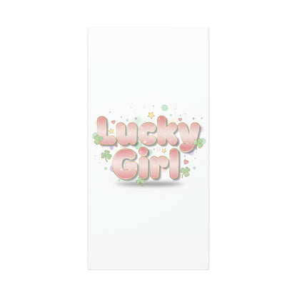 Lucky Girl mantra Canvas, Manifest Luck wall art | 2026 lucky charms, pastel metallic accents