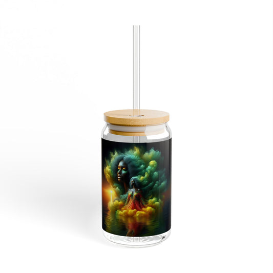 Mystical Nature Sipper Glass, 16oz, Unique Drinkware, Eco-Friendly Beverage Container, Spiritual Gift, Home Decor, Art Lover's Mug