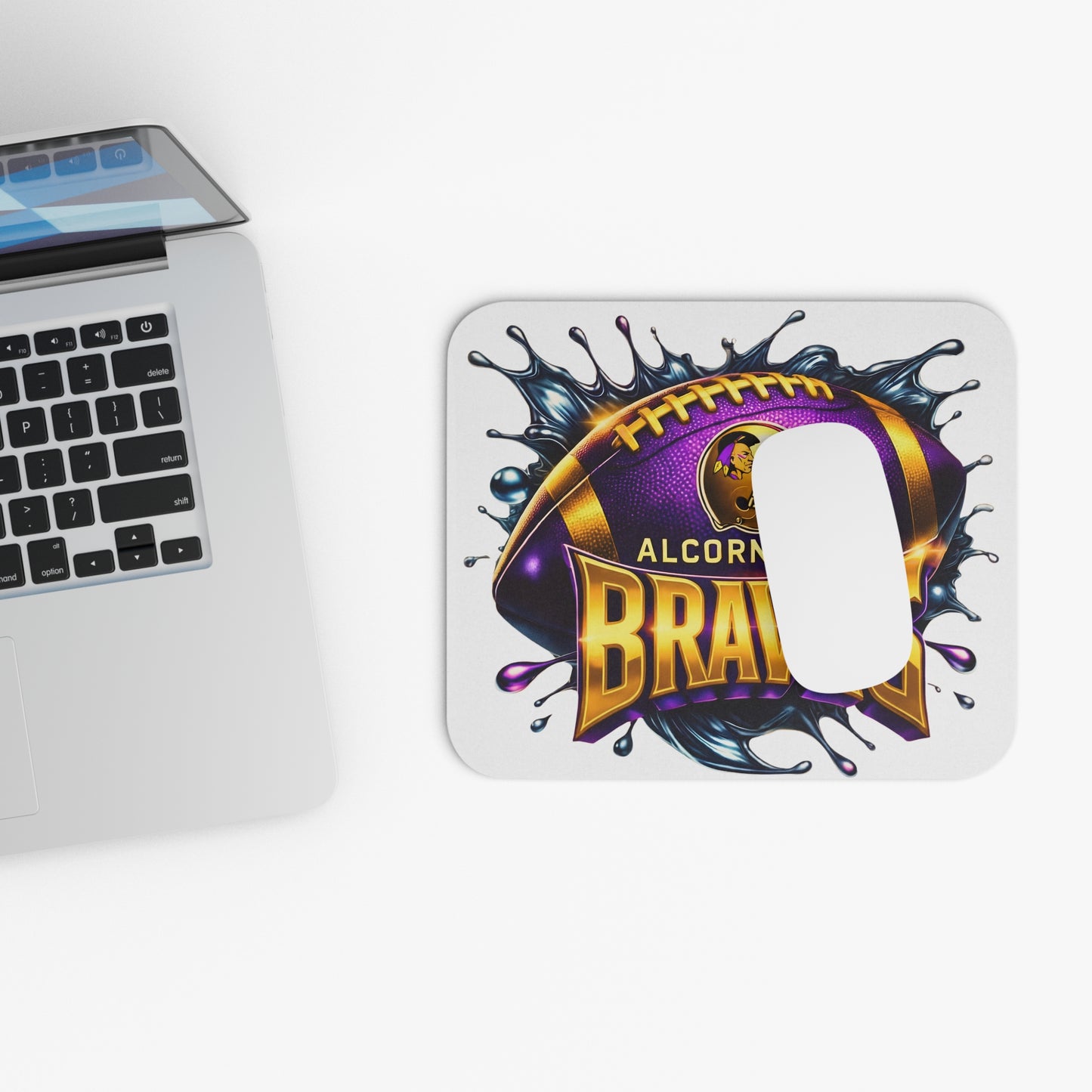 Alcorn State Football Mouse Pad - Gamer Gift, Office Desk Accessory, College Fan Merch, Rectangle Mousepad, HBCU Football, Purple and Gold,