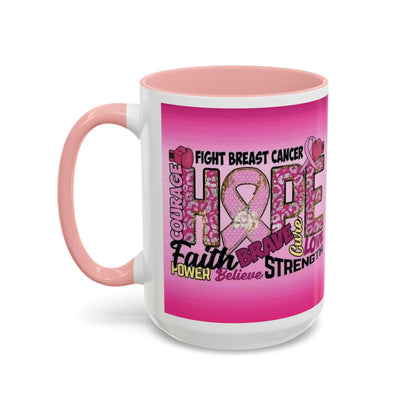 Pink Fight Breast Cancer Two Tone Coffee Mug (11, 15oz)