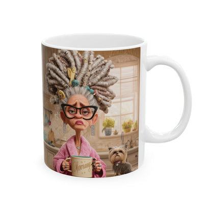 Whimsical Grandmother Ceramic Mug, Funny Gift, Home Decor, Dog Lover, Kitchen Accessory, Coffee Lover, Unique Present, Funny Coffee Mug