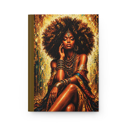 Regal Black Woman Portrait Hardcover Journal | Afrocentric Gold Teal Art