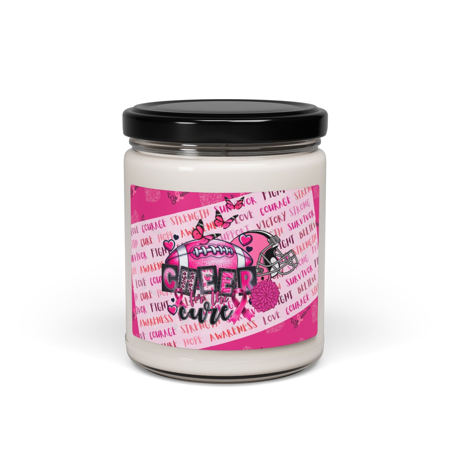 Cheer for the Cure Soy Candle 9oz, Breast Cancer Soy Candle 9oz