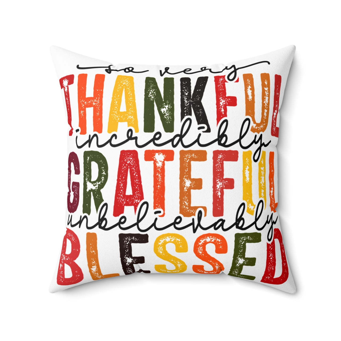 Thankful Grateful Blessed Pillow, Fall Decor, Thanksgiving Throw Pillow, Spun Poly Square Cushion, Home Accent, Double-sided Pillow