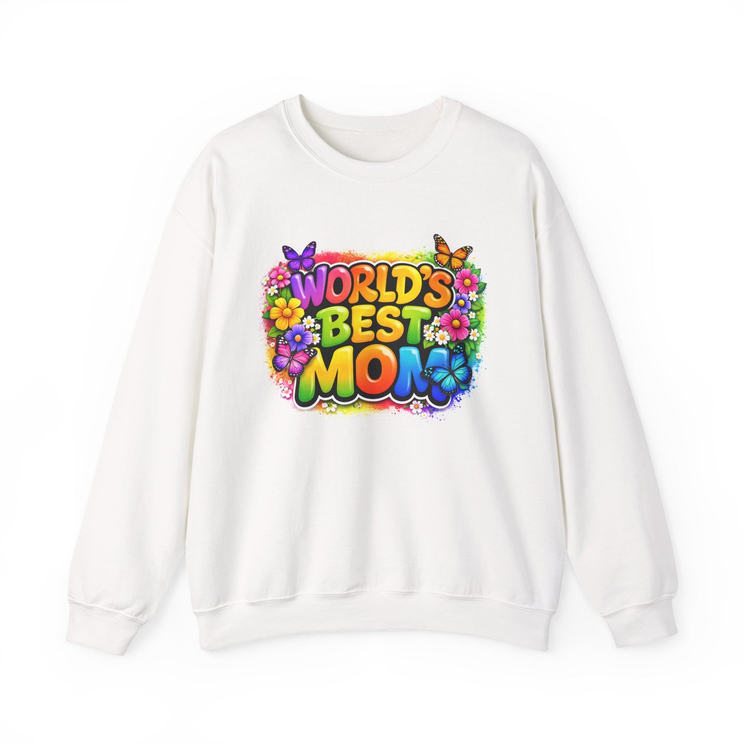 World's Best Mom sweatshirt | colorful floral butterfly retro text