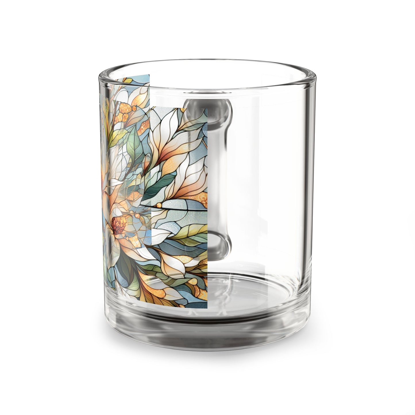 Floral Art Glass Mug - 10oz Tea or Coffee Cup, Gift for Tea Lovers, Botanical Drinkware, Floral Home Decor, Mother's Day Gift