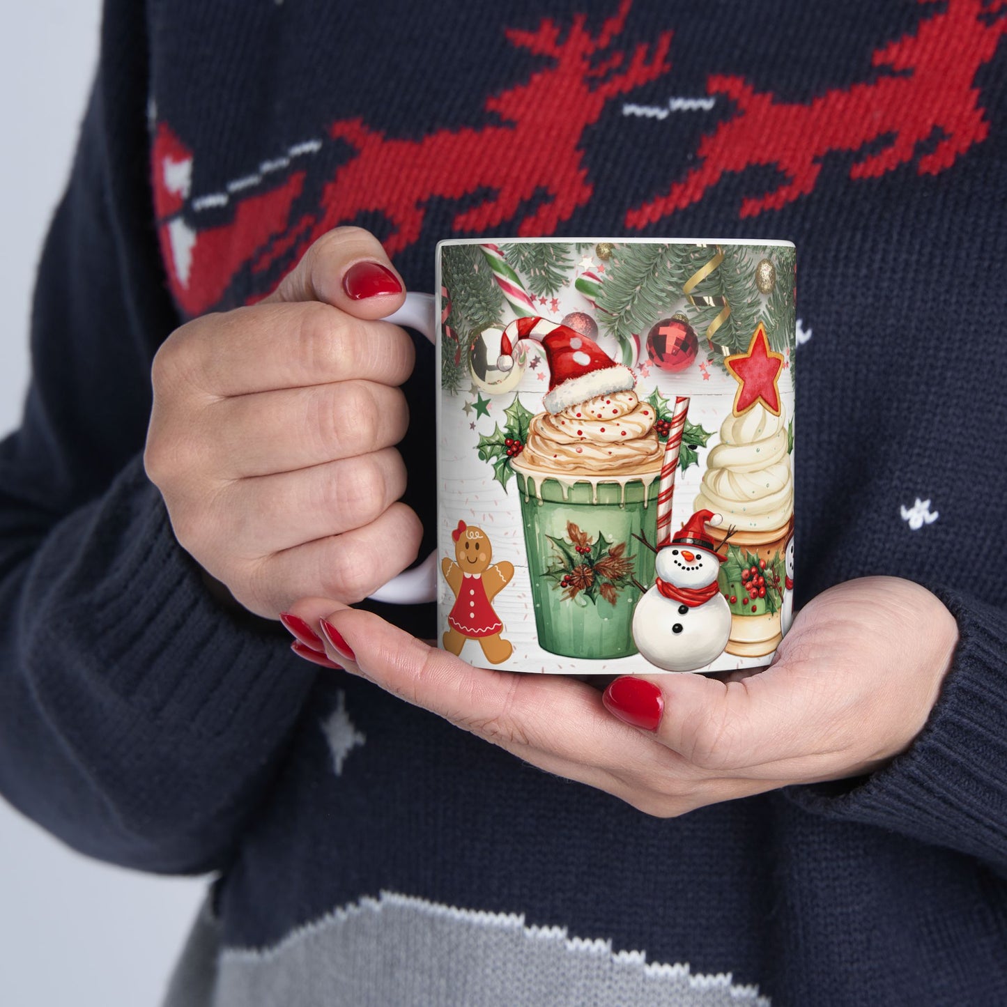 Christmas Holiday Themed Ceramic Mug, 11oz, 15oz