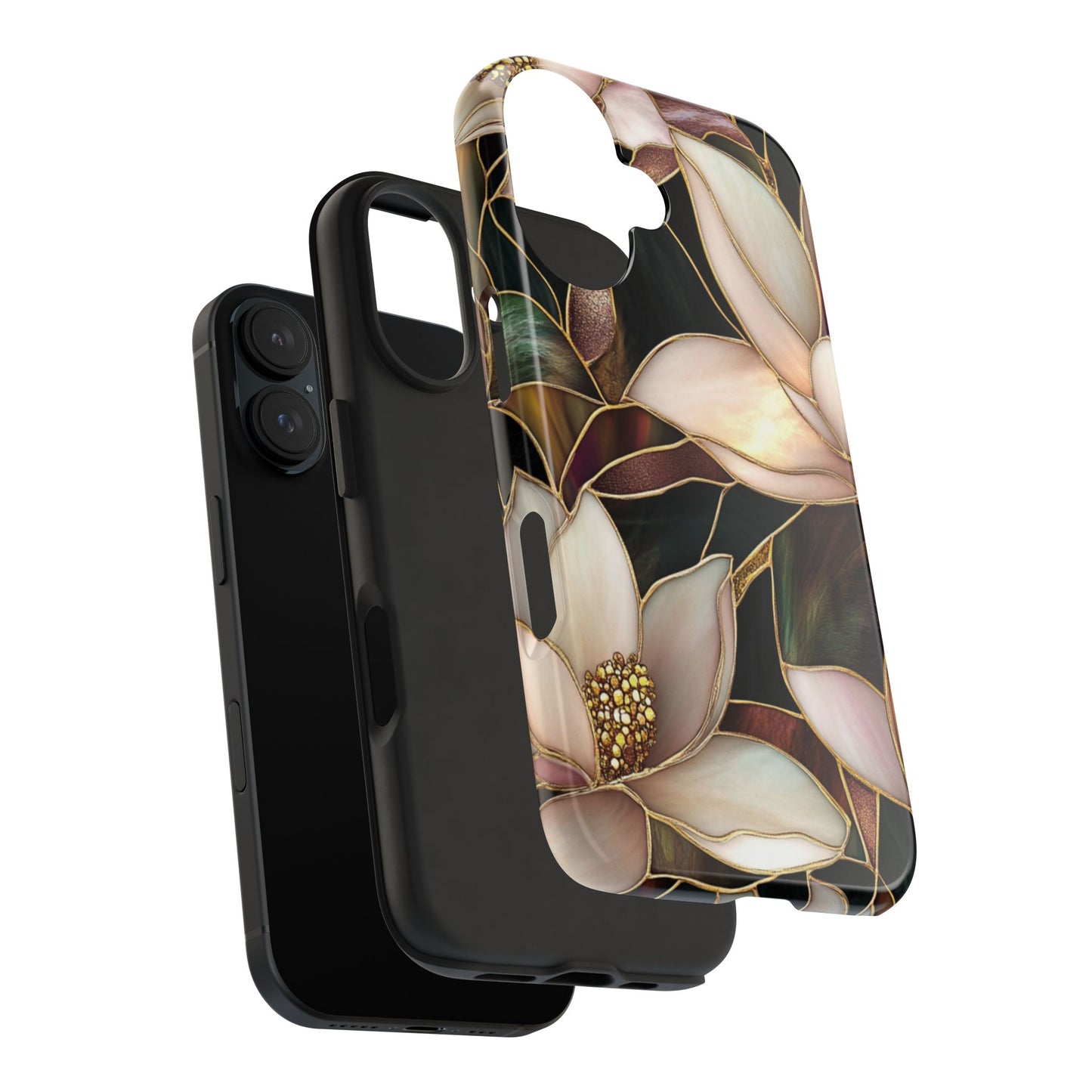 Stain glass Floral Design I-phone Case, Elegant Floral Tough Phone Case - Stylish Protection for Every Occasion, I-phone 13, 14, 15, 16
