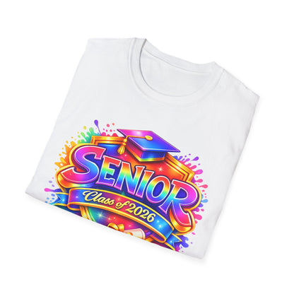 Senior Class of 2026 Rainbow Paint Splash T-Shirt, Graduation Tee