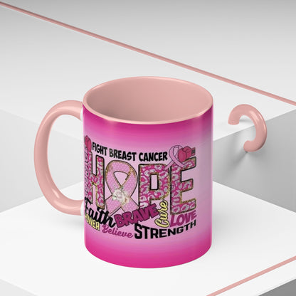 Pink Fight Breast Cancer Two Tone Coffee Mug (11, 15oz)