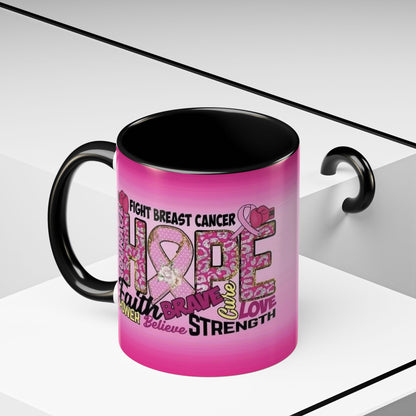 Pink Fight Breast Cancer Two Tone Coffee Mug (11, 15oz)