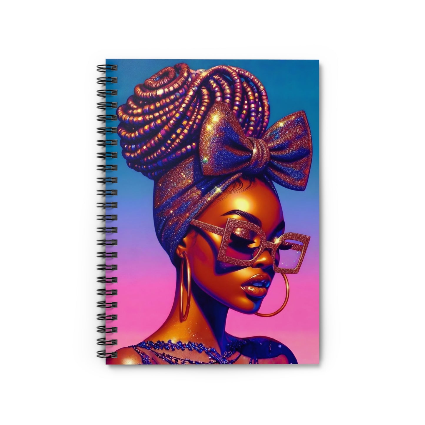Melanin Queen Notebook - Beautiful Black Woman Art - 6x8 Spiral Journal for Women - Afrocentric Stationery Gift - Melanin Pop Art Journal