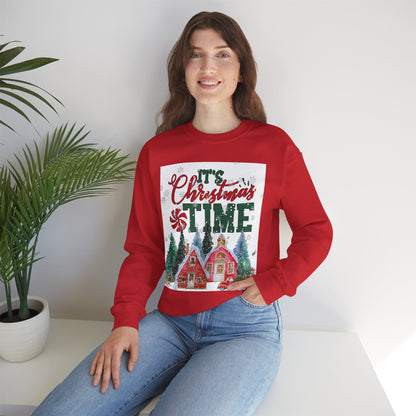 Christmas Sweatshirt, Christmas Crewneck Sweatshirt, It's Christmas Time Sweatshirt, Red House Sweatshirt, Truck Sweatshirt