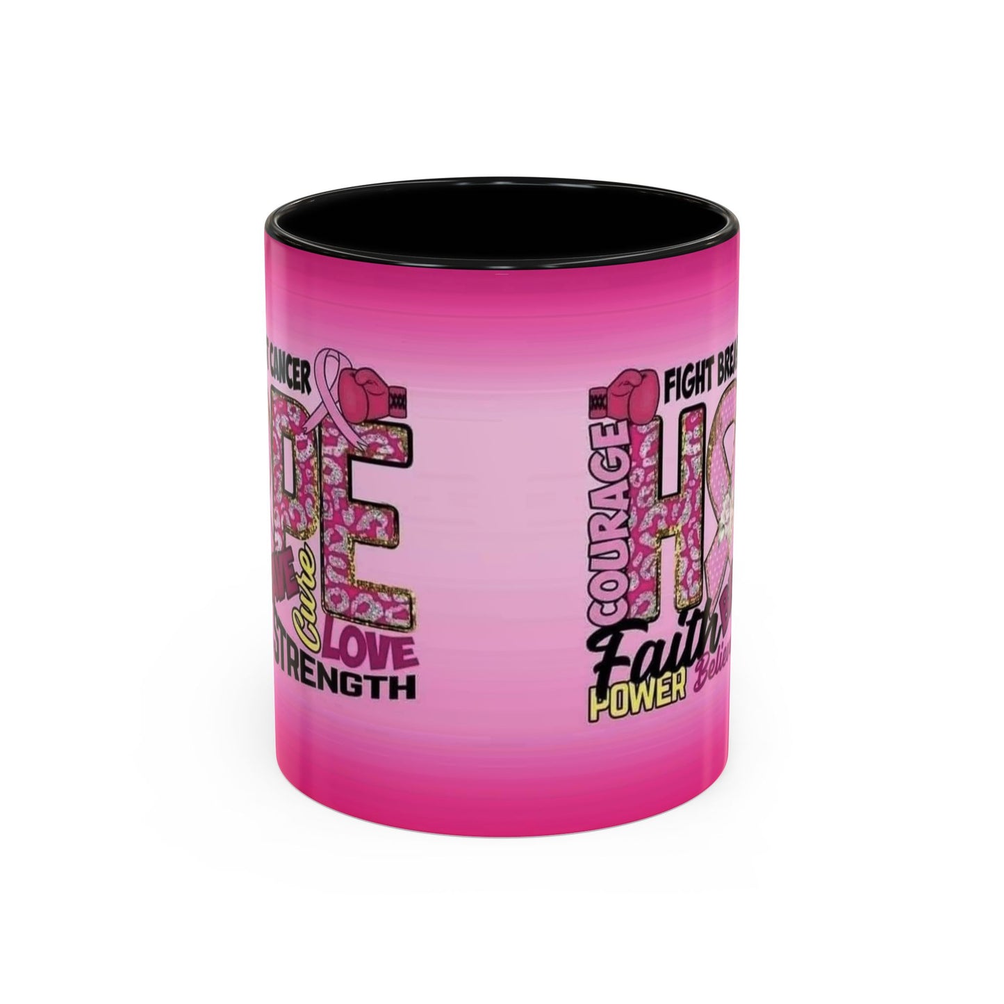 Pink Fight Breast Cancer Two Tone Coffee Mug (11, 15oz)